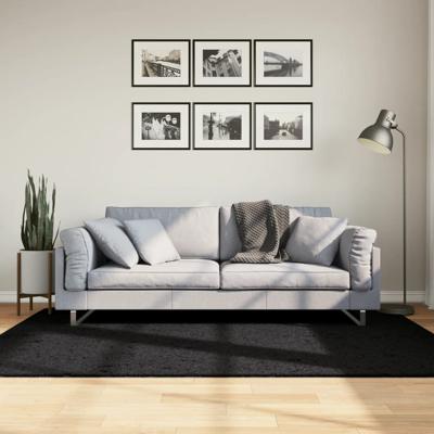 VidaXL Vloerkleed pamplona shaggy hoogpolig modern 140x200 cm zwart