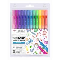 Tombow • twintone dual-tip marker set regenboog kleuren 12pcs