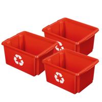 Sunware opslagbox - 3x - rood - 32 liter - 45 x 36 x 24 cm - kunststof - opbergbox