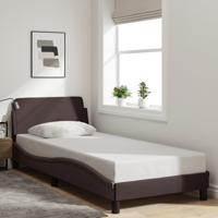 Bedframe zonder matras 90x200 cm stof donkerbruin - thumbnail