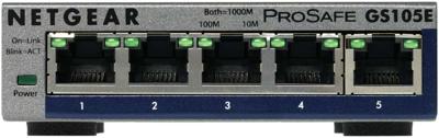 NETGEAR ProSAFE Unmanaged Plus Switch - GS105E - 5 Gigabit Ethernet poorten NETGEAR ProSAFE Unmanaged Plus Switch - GS105E - 5 Gigabit Ethernet poorten