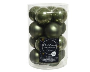 Kerstbal glas d3.5 cm mos groen 16st kerst - Decoris