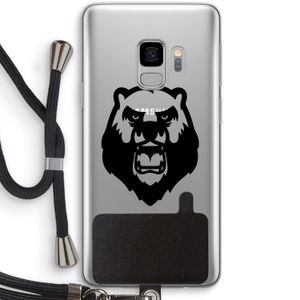 Angry Bear (black): Samsung Galaxy S9 Transparant Hoesje met koord