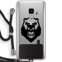 Angry Bear (black): Samsung Galaxy S9 Transparant Hoesje met koord