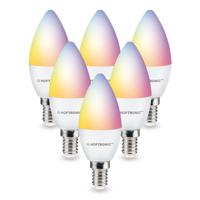 Set van 6 Smart lampen - E14 Fitting - C37 Kaarslamp - 5,5 Watt 470 lumen - RGBWW - Wifi & Bluetooth - Bestuurbaar via app - Google Home, Amazon Alexa en Siri - Smart lampen