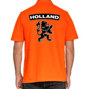 Koningsdag polo t-shirt oranje Holland met grote zwarte leeuw voor heren 2XL  -