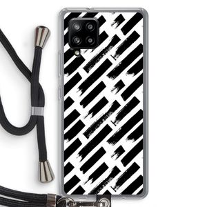 Zwarte vegen: Samsung Galaxy A42 5G Transparant Hoesje met koord