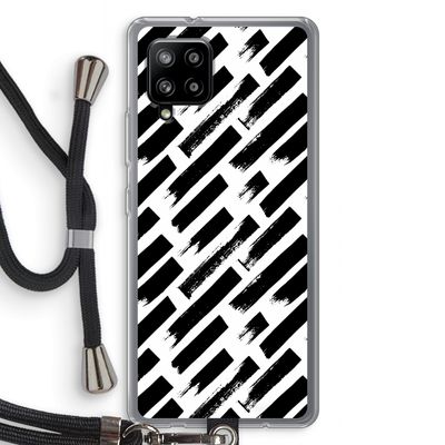 Zwarte vegen: Samsung Galaxy A42 5G Transparant Hoesje met koord