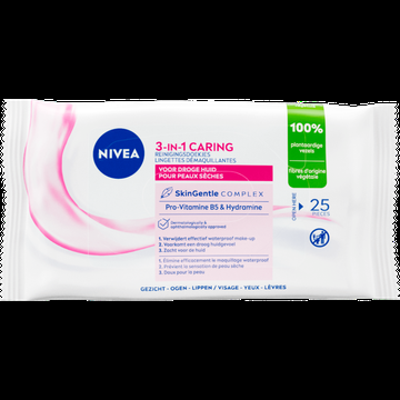 NIVEA 3in1 Verzachtende Reinigingsdoekjes 25 stuks Makeup Remover Doekjes Gezichtsreiniger Voor de droge huid bij Jumbo