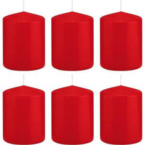 Cilinderkaars/stompkaars - 6x - rood - 6 x 8 cm - 29 branduren