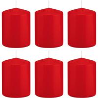 Cilinderkaars/stompkaars - 6x - rood - 6 x 8 cm - 29 branduren