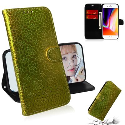 iPhone 7 & 8 Kleurrijk abstract bloemen patroon PU leren Flip Hoesje met houder, magnetische sluiting, draagriem en opbergruimte voor pinpassen & geld