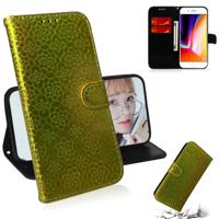 iPhone 7 & 8 Kleurrijk abstract bloemen patroon PU leren Flip Hoesje met houder, magnetische sluiting, draagriem en opbergruimte voor pinpassen & geld