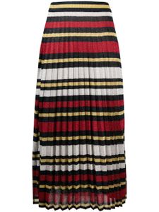 Gucci fully-pleated silk-blend striped skirt - Bleu