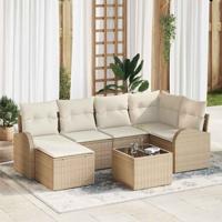Tuinbankenset 7 pcs Beige poly rattan