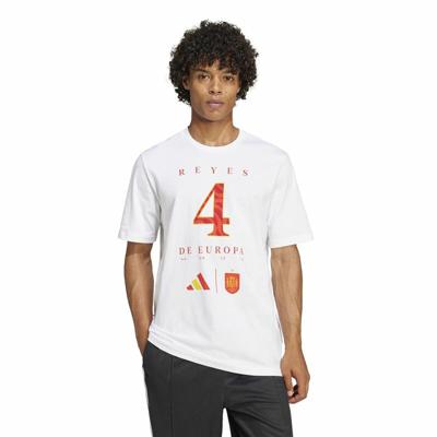 Heren-T-Shirt met Korte Mouwen Adidas España Campeones de Europa Wit - Maat: S