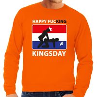 Oranje Happy fucking Kingsday sweater heren