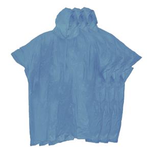 Regenponcho met capuchon - 4x - blauw - herbruikbaar - PVC