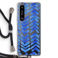 Blauwe pijlen: Sony Xperia 1 III Transparant Hoesje met koord