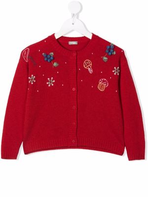 Il Gufo cardigan à motif brodé - Rouge