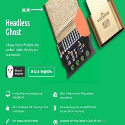HDMI EDID DDC Dummy Plug, Up to 4K Resolution (4K needs HDMI 2.0 Support)