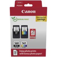 Canon PG-560 + CL-561 Cartridges + GP-501 Fotopapier Inkt Canon PG-560 + CL-561 Cartridges + GP-501 Fotopapier Inkt