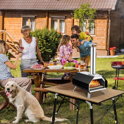 Buitenshuis Pizzaoven Draagbare Pizzaoven van Roestvrij Staal met Pizzasteen Pizzaschep Thermometer voor Picknick Feest Camping