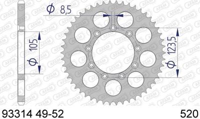 AFAM Chain wheel 520 52z alu silver
