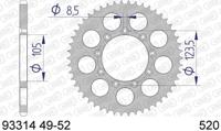 AFAM Chain wheel 520 52z alu silver