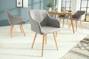 Retro design stoel SCANDINAVIA MEISTERSTÜCK lichtgrijs met armleuning - 36822