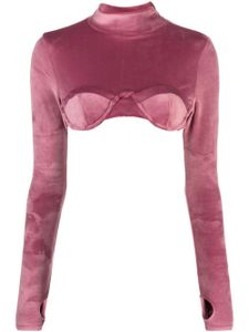 GCDS blouse crop en velours - Rose