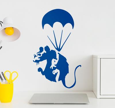 Stickers kunst dier aan parachute