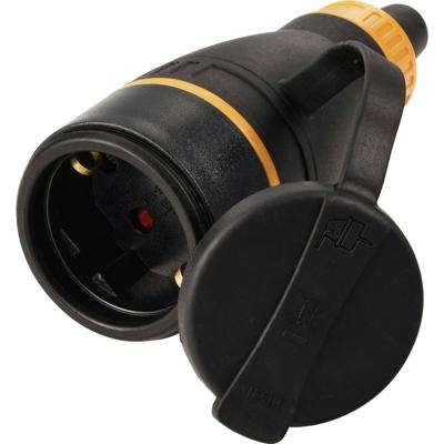 Sygonix SY-6618484 Koppeling met randaarde TPE, PC 250 V/AC Zwart, Oranje IP44