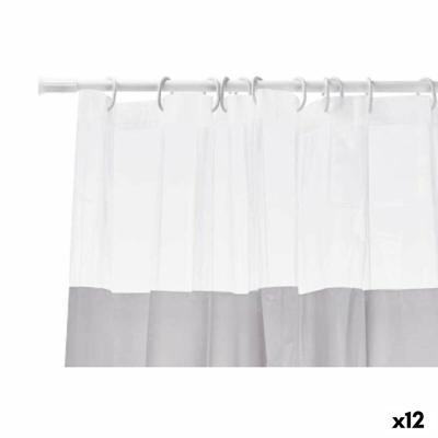 Douchegordijn Transparant 180 x 180 cm Grijs Plastic PEVA (12 Stuks)