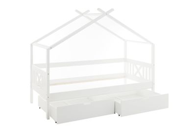 Viking Choice Huisbed kinderbed 90x200 cm grenenhout wit met 2 opberglades Viking Choice Huisbed kinderbed 90x200 cm grenenhout wit met 2 opberglades