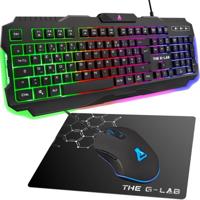 HET G-LAB COMBO HELIUM-toetsenbord FR Prestaties met achtergrondverlichting + Comfortmuis + Oortelefoon + Antislipmat