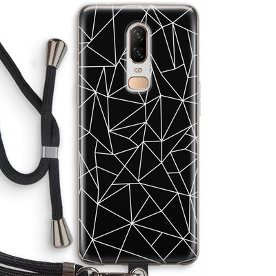 Geometrische lijnen wit: OnePlus 6 Transparant Hoesje met koord