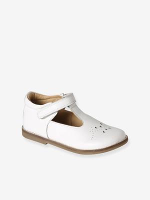 Baby's kindermeisje leer met klittenband wit