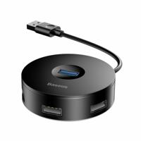 Baseus Round Box 4-poorts USB 3.0 Hub met MicroUSB-voeding - Zwart