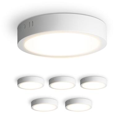 Set van 6 Indiana opbouwspots rond - 12 Watt 1160 Lumen - Wit - 2700K warm wit - LED downlight - IP20 stofdicht - 160mm