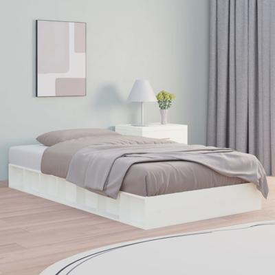 Bedframe massief hout wit 90x190 cm
