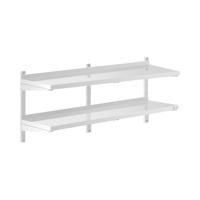 Wandrek van roestvrij staal - 2 planken - 40 x 140 cm