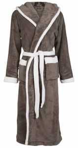 badjas unisex grijs-wit met capuchon