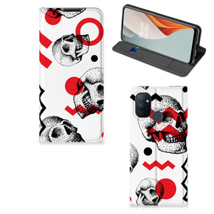 Mobiel BookCase OnePlus Nord N100 Skull Red