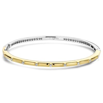 TI SENTO-Milano 23031ZY Armband Bangle zilver-zirconia goud-en zilverkleurig wit 3 mm 15,6-17,5 cm