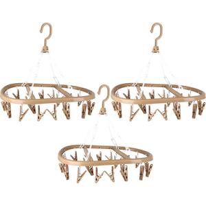 Wasgoed droogcarrousel/droogmolen - 3x - 20 clips/knijpers - beige - kunststof - 30 x 42 cm