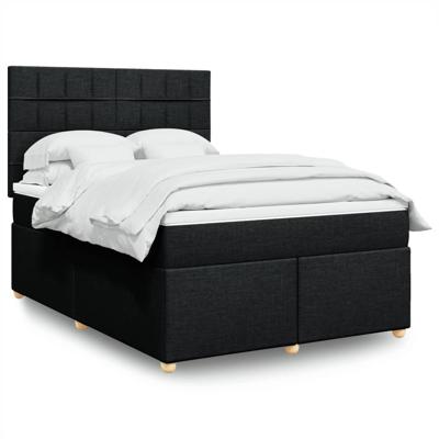 Boxspring met matras stof zwart 140x200 cm