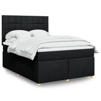 Boxspring met matras stof zwart 140x200 cm