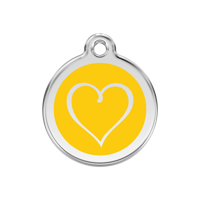 Tribal Heart Yellow roestvrijstalen hondenpenning medium/gemiddeld dia. 3 cm - Reddingo
