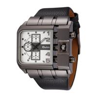 Oulm 3364 mannen vierkante wijzerplaat lederen riem quartz horloge (wit)